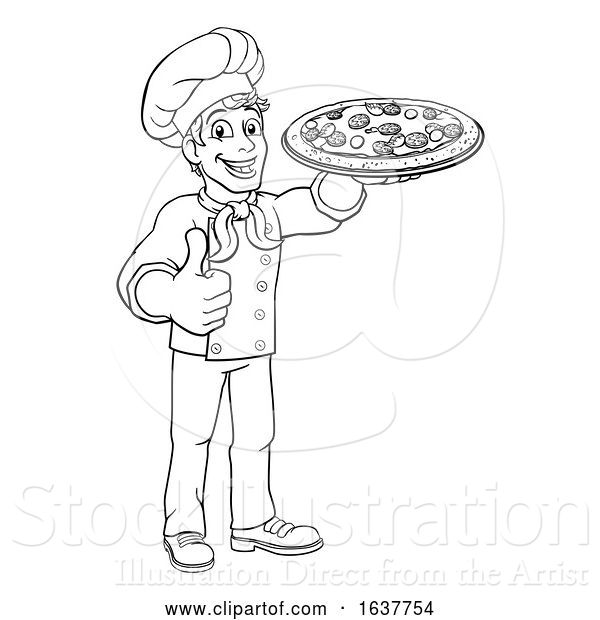 Vector Illustration of Pizza Chef