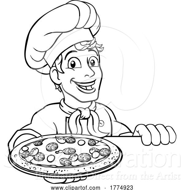 Vector Illustration of Pizza Chef