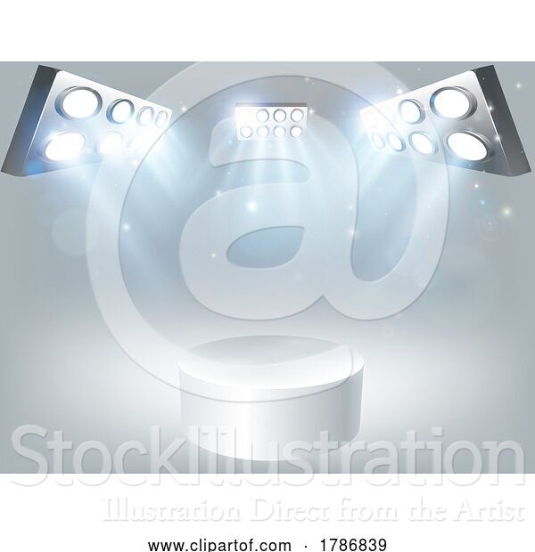 Vector Illustration of Platform Podium White Background Spotlight Lights