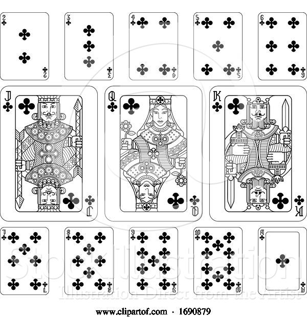 Vector Illustration of Playing Cards Clubs