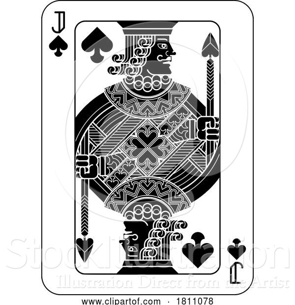 Vector Illustration of Playing Cards Deck Pack Jack of Spades Card Design