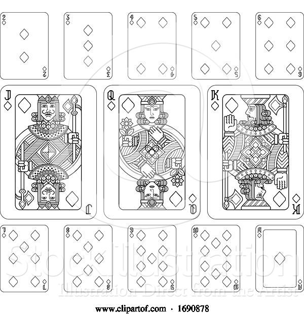 Vector Illustration of Playing Cards Diamonds