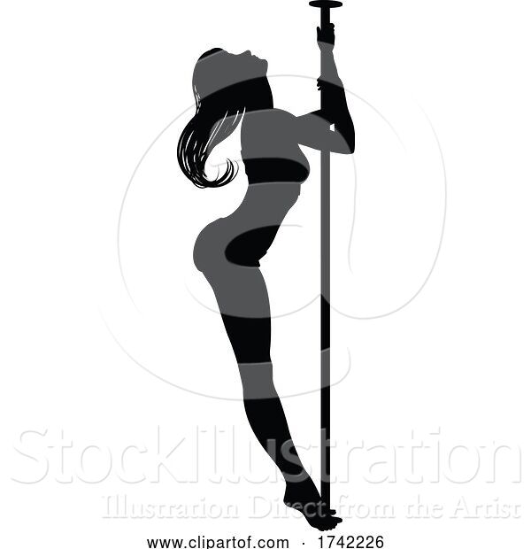 Vector Illustration of Pole Dancer Lady Silhouette