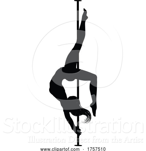 Vector Illustration of Pole Dancer Lady Silhouette