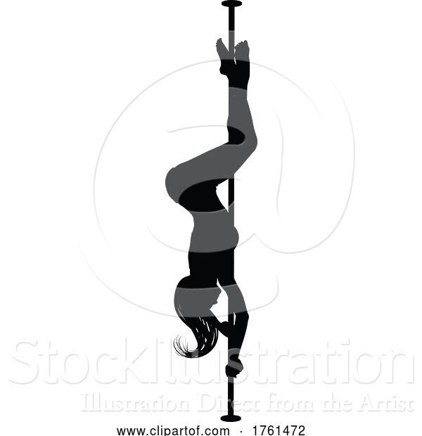 Vector Illustration of Pole Dancer Lady Silhouette