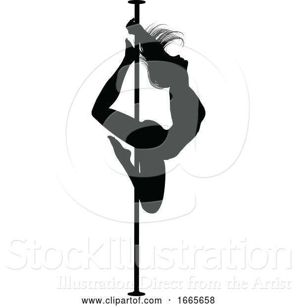 Vector Illustration of Pole Dancing Lady Silhouette