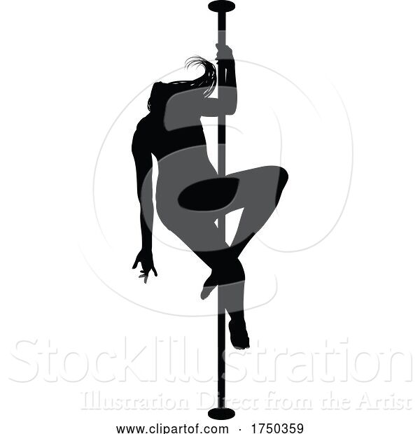 Vector Illustration of Pole Dancing Lady Silhouette