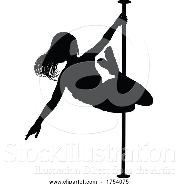 Vector Illustration of Pole Dancing Lady Silhouette