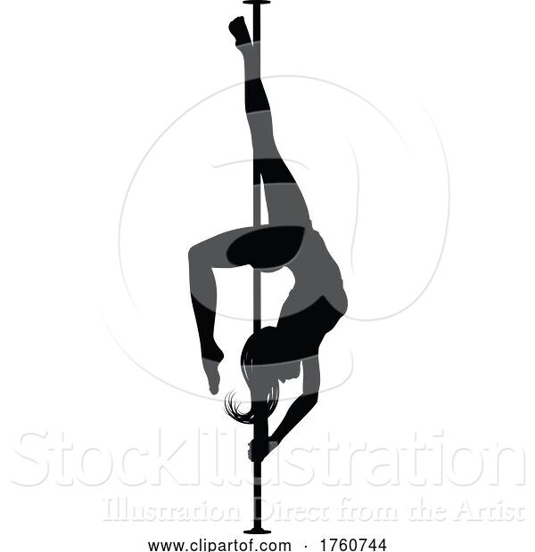 Vector Illustration of Pole Dancing Lady Silhouette