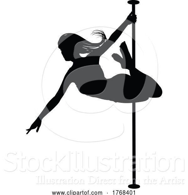 Vector Illustration of Pole Dancing Lady Silhouette