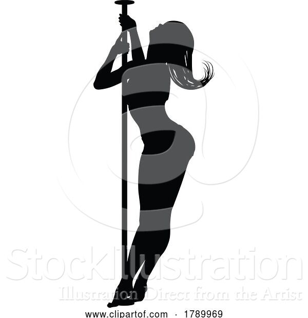 Vector Illustration of Pole Dancing Lady Silhouette