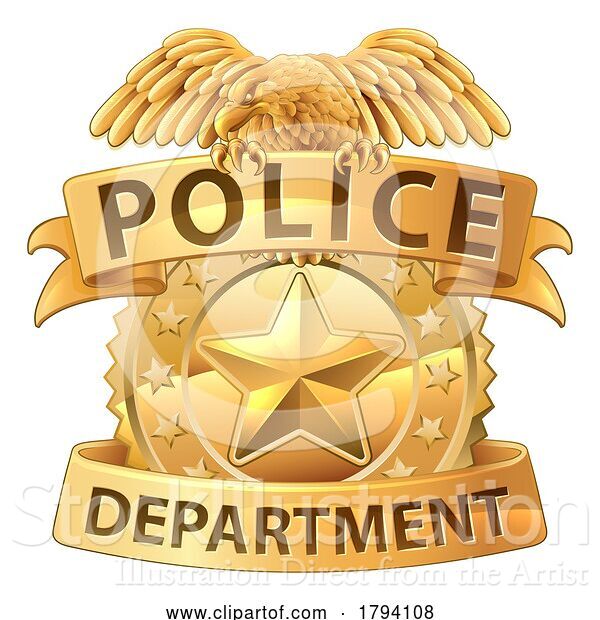 Vector Illustration of Police Badge Shield Star Sheriff Cop Crest Symbol