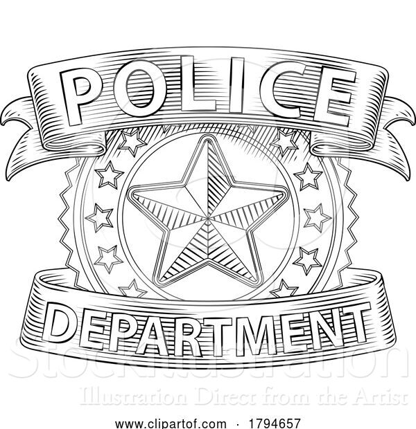 Vector Illustration of Police Badge Shield Star Sheriff Cop Crest Symbol
