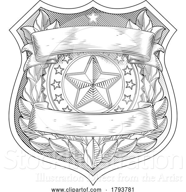 Vector Illustration of Police Military Badge Star Shield Sheriff Crest