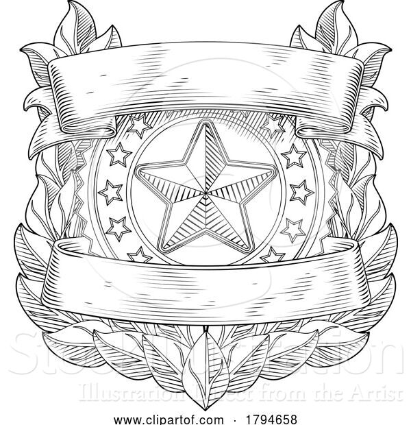 Vector Illustration of Police Military Badge Star Shield Sheriff Crest