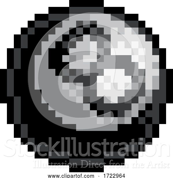 Vector Illustration of Pool Eight Ball Pixel Art Bit Sports Game Icon