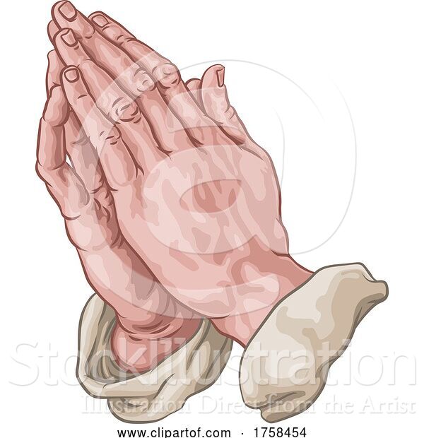 Vector Illustration of Praying Hands in Prayer Comic Book Pop Art
