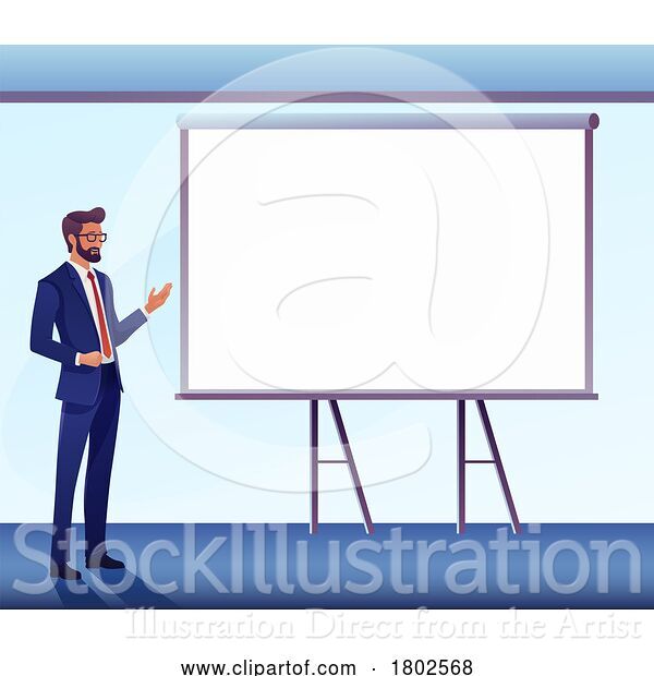 Vector Illustration of Presentation Speaker Presenting Businessman