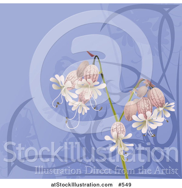 Vector Illustration of Pretty Bell Flowers over Blue