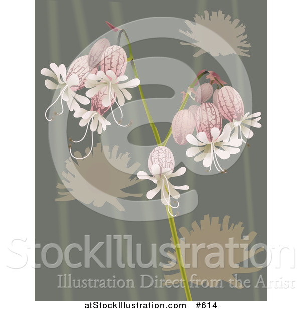 Vector Illustration of Pretty Bell Flowers over Green