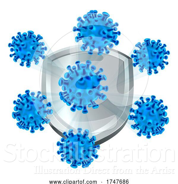 Vector Illustration of Protect Vaccine Silver Shield Vaccination Concept