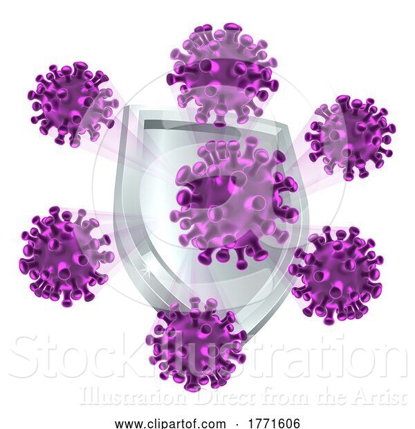 Vector Illustration of Protect Vaccine Silver Shield Vaccination Concept