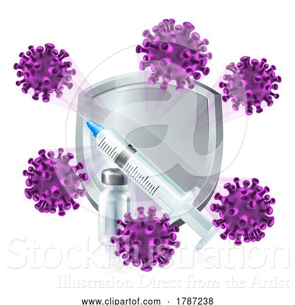 Vector Illustration of Protect Vaccine Silver Shield Vaccination Concept