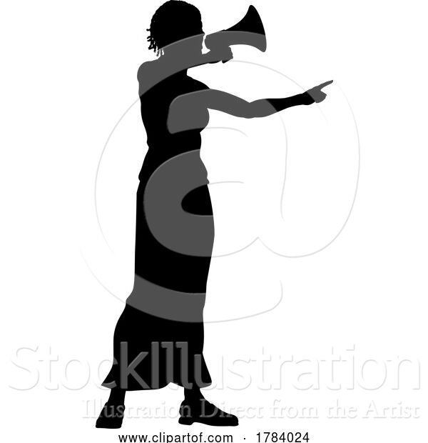 Vector Illustration of Protest Rally March Megaphone Silhouette Person