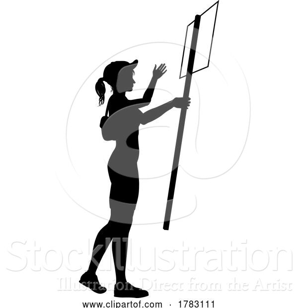 Vector Illustration of Protest Rally March Picket Sign Silhouette Person