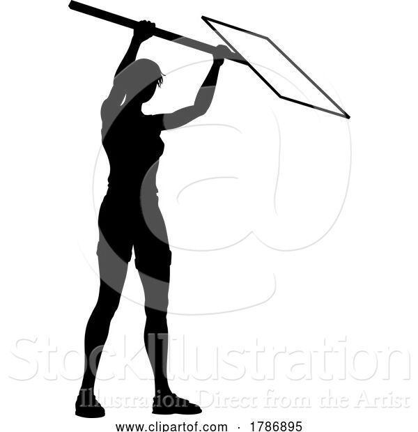 Vector Illustration of Protest Rally March Picket Sign Silhouette Person