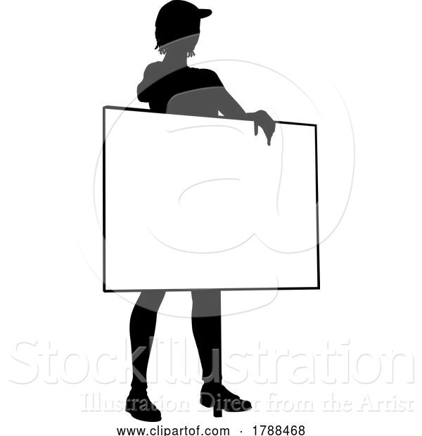 Vector Illustration of Protest Rally March Picket Sign Silhouette Person