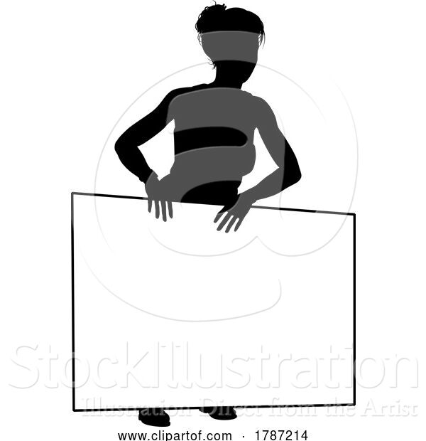 Vector Illustration of Protest Rally March Picket Sign Silhouette Person