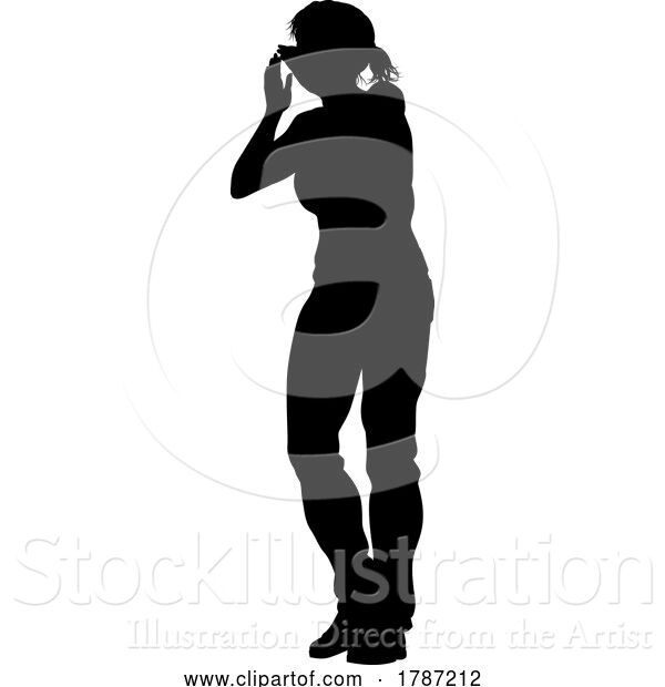 Vector Illustration of Protest Rally March Shouting Silhouette Person