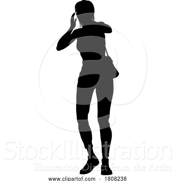 Vector Illustration of Protest Rally March Shouting Silhouette Person