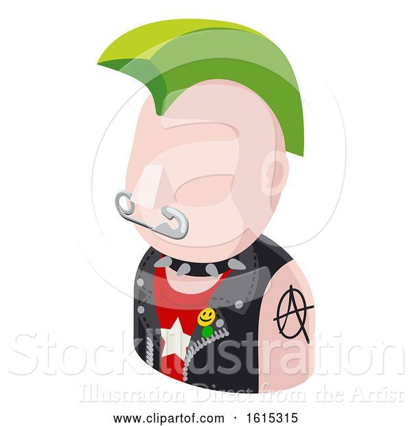 Vector Illustration of Punk Guy Avatar People Icon