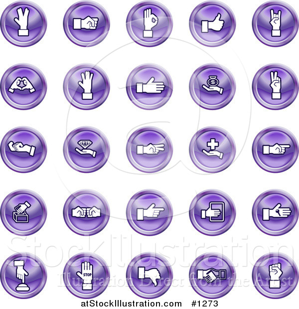 Vector Illustration of Purple Hand Gesture Icons