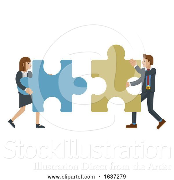 Vector Illustration of Puzzle Piece Jigsaw Characters Business Concept