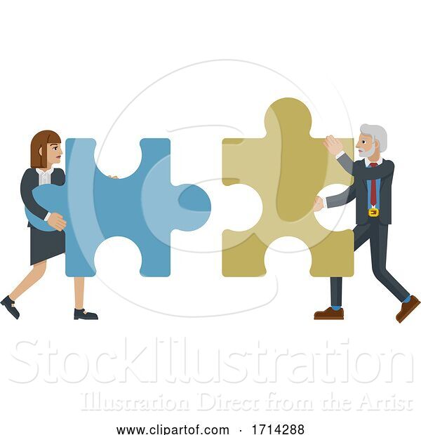 Vector Illustration of Puzzle Piece Jigsaw Characters Business Concept