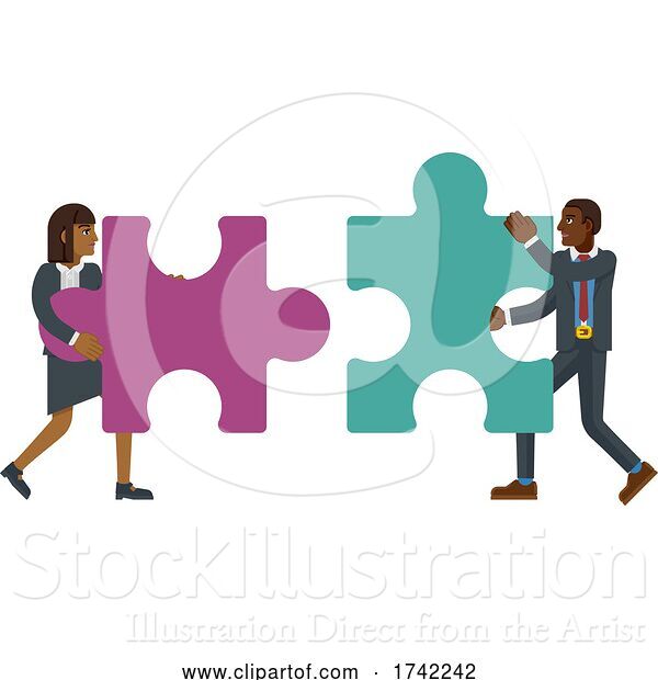 Vector Illustration of Puzzle Piece Jigsaw Characters Business Concept