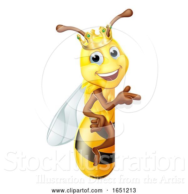Vector Illustration of Queen Honey Bumble Bee Bumblebee in Crown