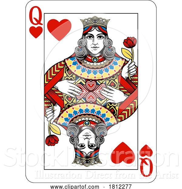 Vector Illustration of Queen of Hearts Design from Deck of Playing Cards