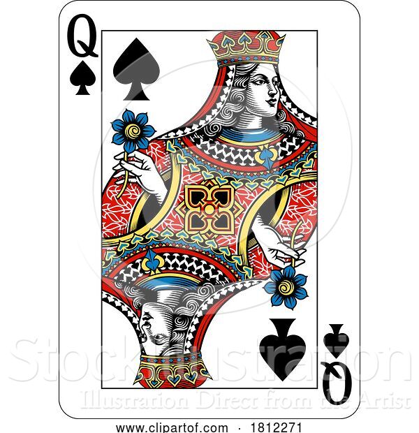 Vector Illustration of Queen of Spades Design from Deck of Playing Cards