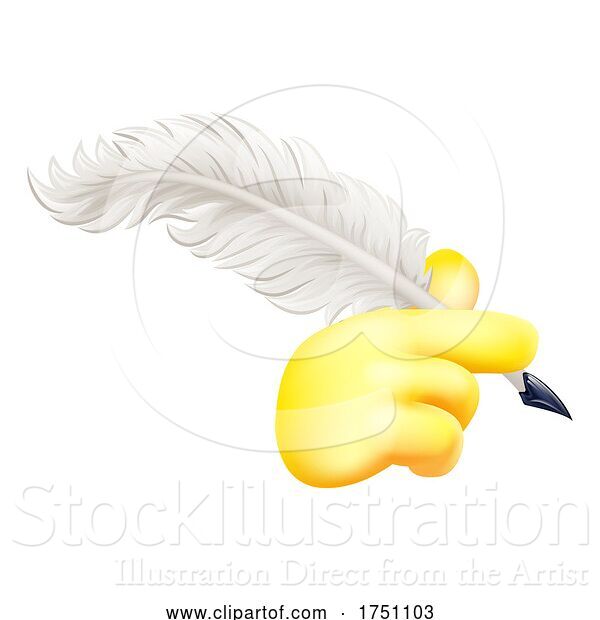 Vector Illustration of Quill Feather Ink Pen Hand Emoji Icon