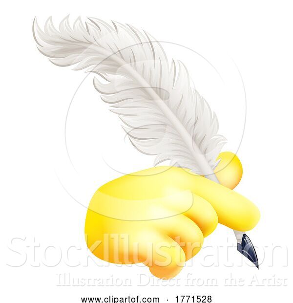 Vector Illustration of Quill Feather Ink Pen Hand Emoji Icon