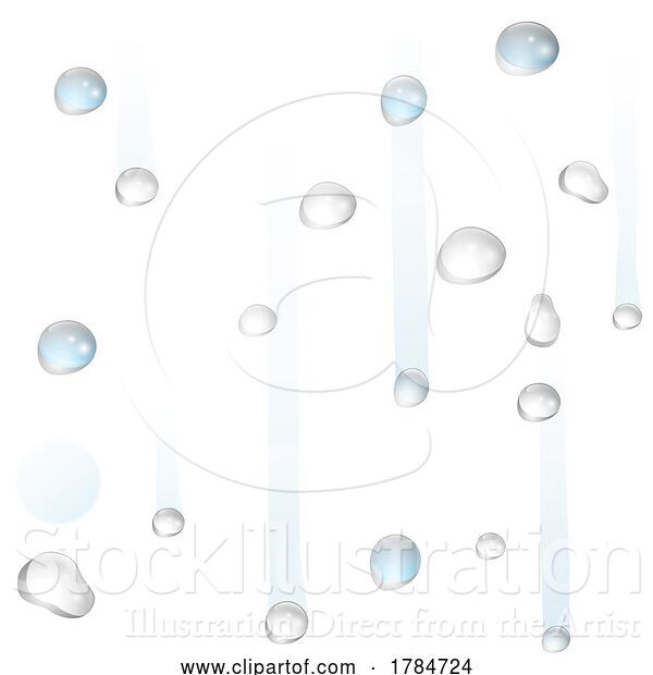 Vector Illustration of Rain Drops Drops Drips Water Droplets Background