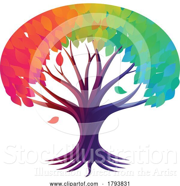 Vector Illustration of Rainbow Tree Abstract Stylised Concept Design Icon