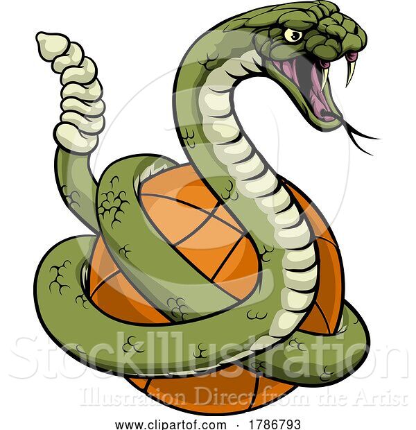 Vector Illustration of Rattlesnake Basketball Animal Sports Team Mascot