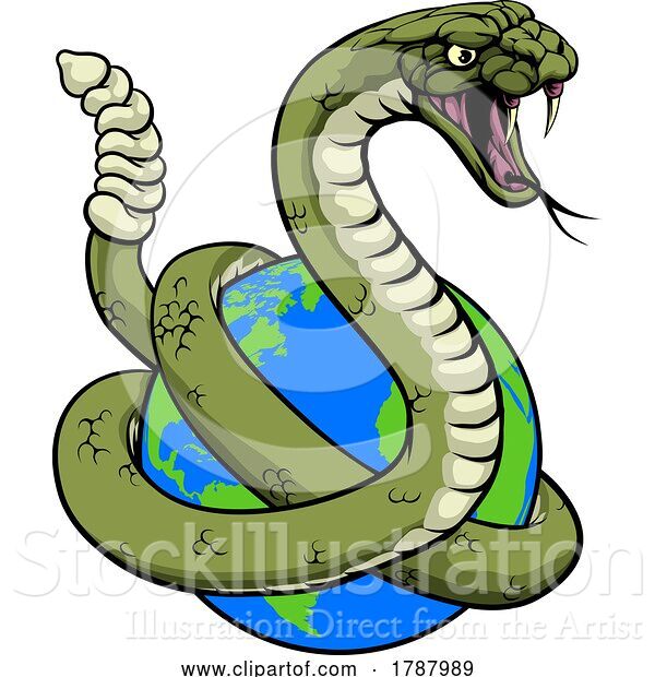 Vector Illustration of Rattlesnake Coiled Around Earth