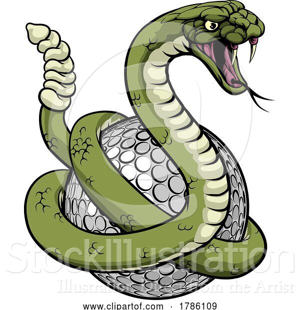 Vector Illustration of Rattlesnake Golf Ball Sports Team Mascot