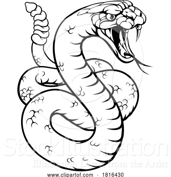 Vector Illustration of Rattlesnake Snake Animal Sport Team Mascot